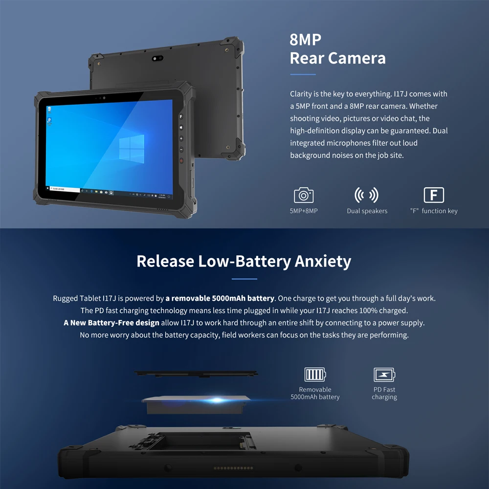 N5100 كمبيوتر صناعي متين يعمل بنظام التشغيل Windows 11 8GB 128GB 10.1 بوصة عرض 4G مقاوم للماء IP65 PC مع منافذ RJ45 RS232 ماسح ضوئي ثنائي الأبعاد