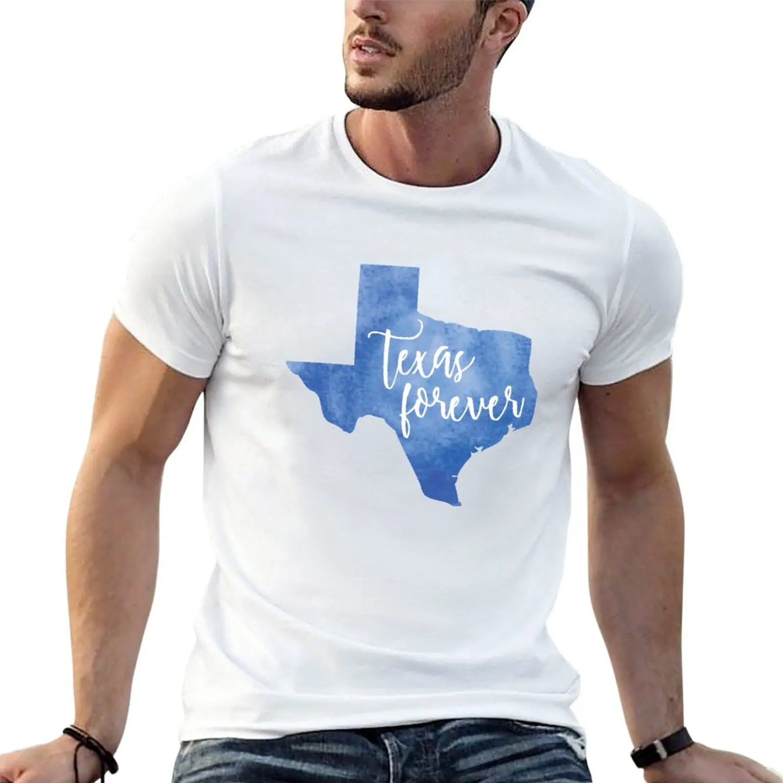 New Texas Forever T-Shirt Aesthetic clothing animal print shirt for boys oversized t shirt sweat shirt mens cotton t shirts