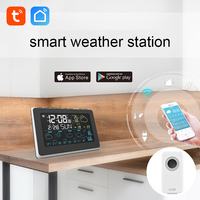 Smart Weather Station Indoor Outdoor Tuya WiFi Temperature Humidity Monitor 7.5 Inch Color Screen Display With 3 Alarm Clock