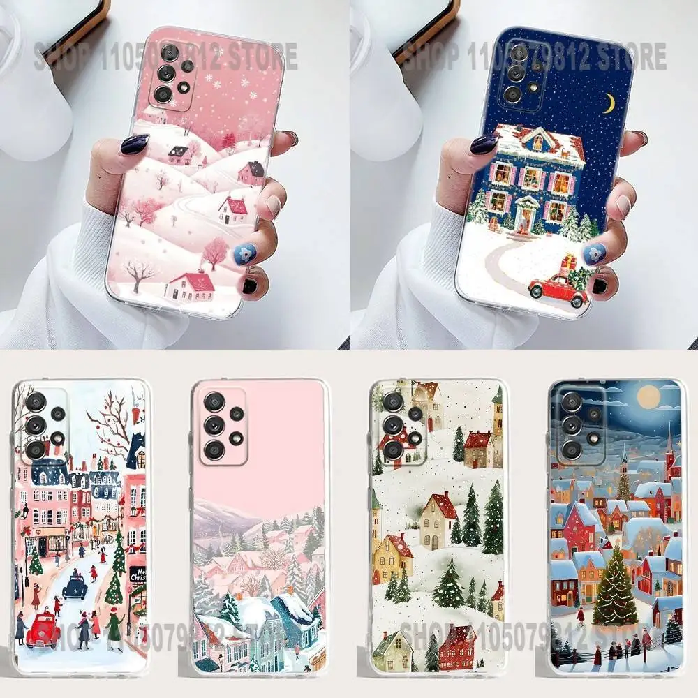 

C-Cartoon Christmas Style Phone Case Silicone For Samsung S30,23,21,22,20 FE lite,S10,9,PIus Note20ultra Soft Transparent