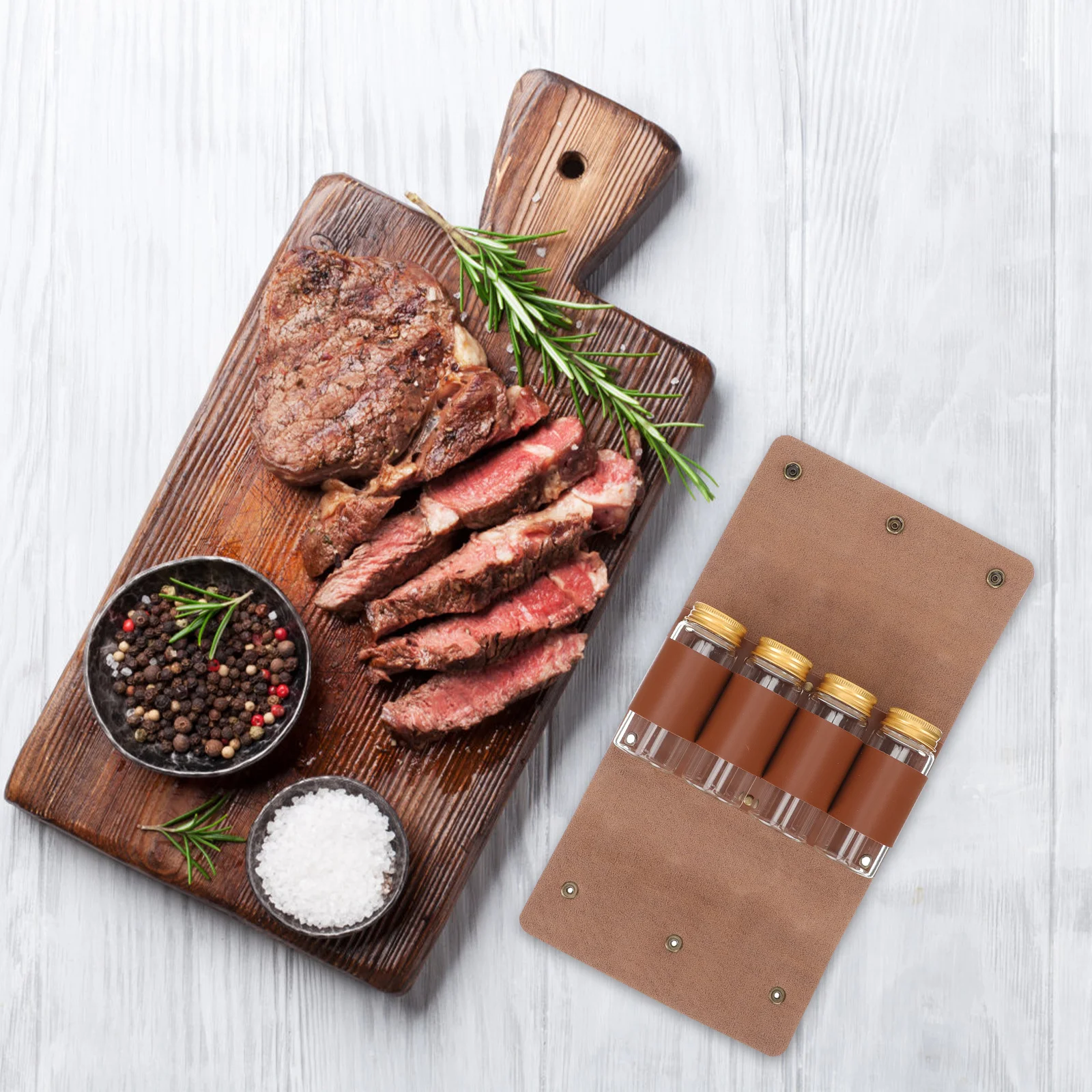 

BESPORTBLE 1 Set Portable Seasoning Bottles Outdoor Salt Spice Container Travel Kitchen Storage Bag Ceramic Glass PU