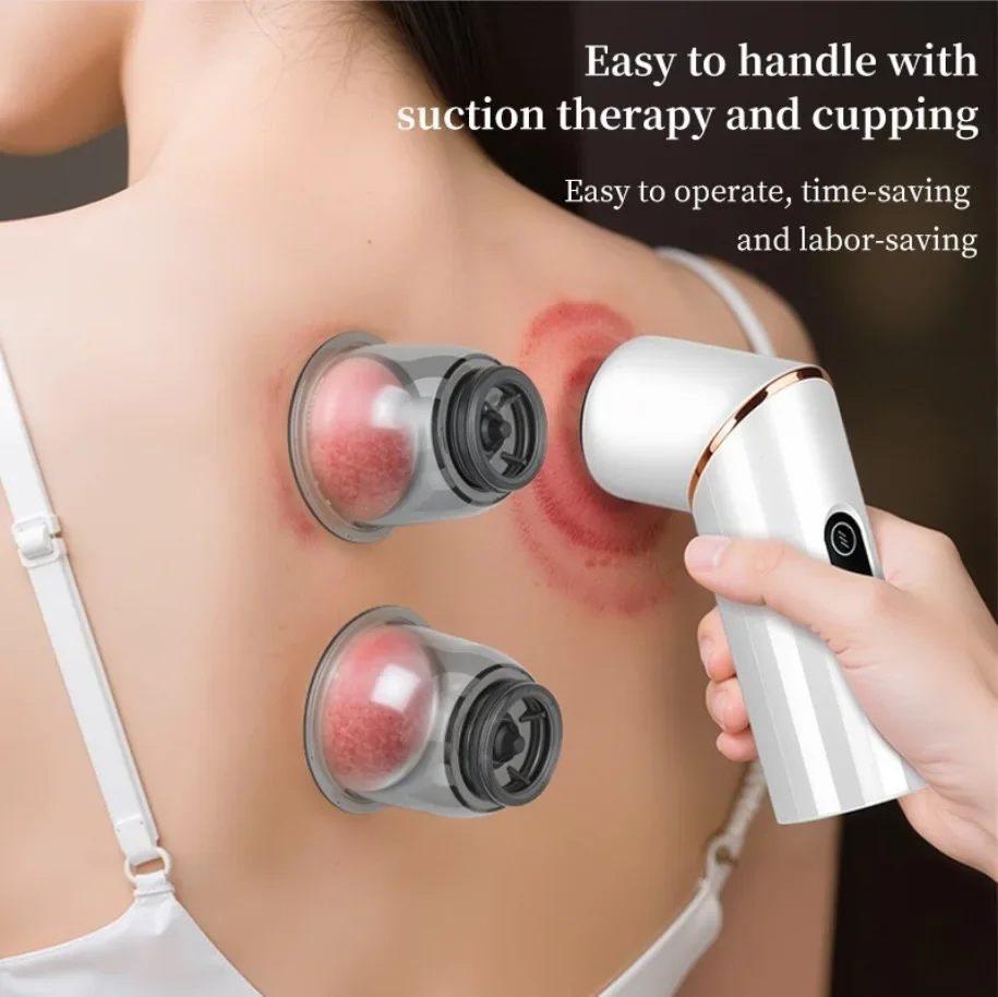 Electric Cupping Massager,9 Levels Suction Red Light Gua Sha Tool,6 Vacuum Cups for Back Shoulder Body Home Spa Massage