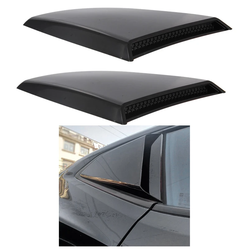 1Pair Black Plastic Car Window Quarter Rear Louver Side Vent Scoop Cover Fit For Ford Mustang 2015 2016 2017 2018