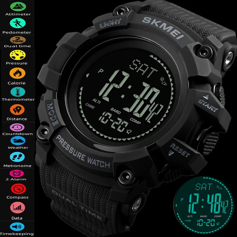 

Skmei Top Outdoor Sport Men Watches Waterproof Pressure Compass Weather Tracker Digital Male Wristwatches Relogio Masculino