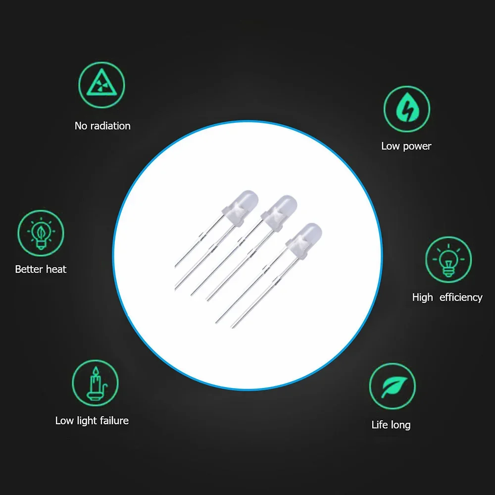 50szt./100szt. LED 3mm 5mm 8mm 10mm Zestaw diod LED z dyfuzyjnym światłem przeciwmgielnym Wielokolorowe diody elektroluminescencyjne Białe Czerwone Żółte Niebieskie Zielone