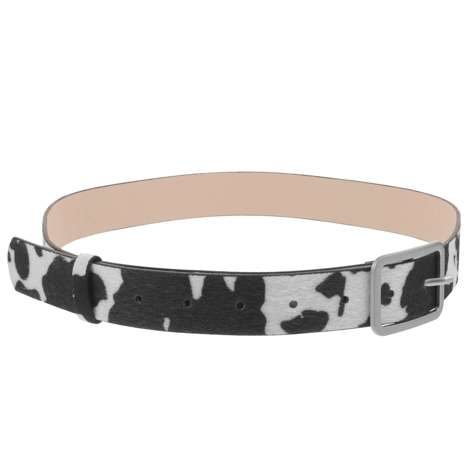 Chic Adjustable PU Waist Belt for Women Imitation Cow Hair Belt Female Waist Decor Cows Pattern Elegant Design Easy Wear