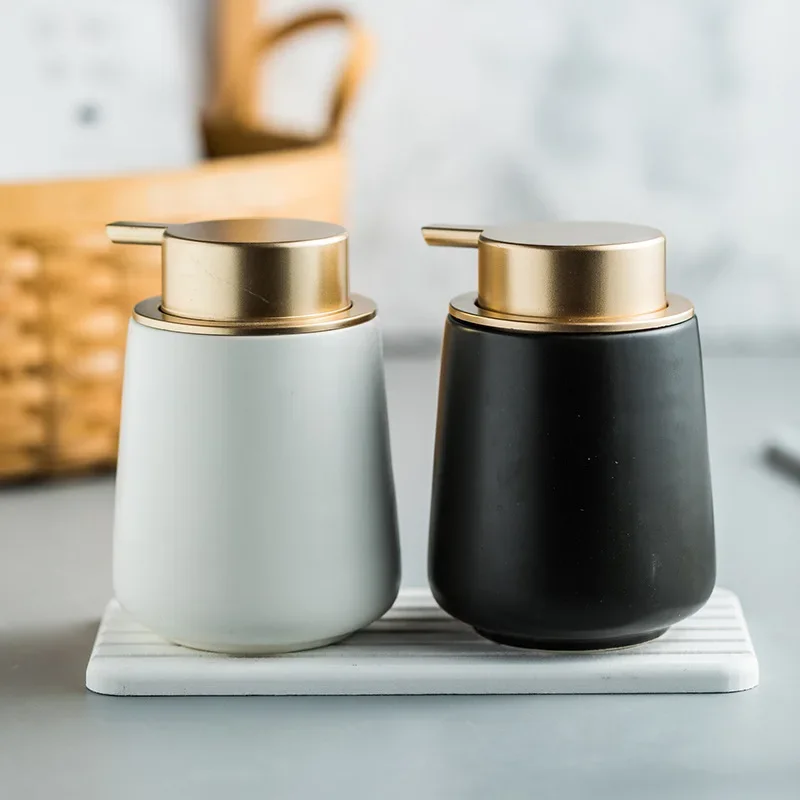 Light Luxury Series Ceramic Marble Dish Soap Dispenser Bottle Countertop Hand Soap Dish Soap Storage Container for Home Decor
