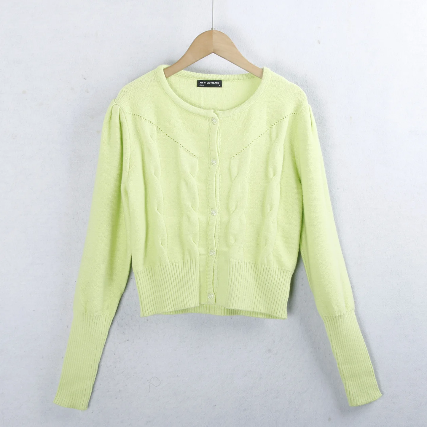 

Эластичный хлопковый вязаный кардиган, свитер, осень-зима, теплая верхняя одежда с пуговицами, длинный свеч, круглый Ne ort Sle Twist Pat...