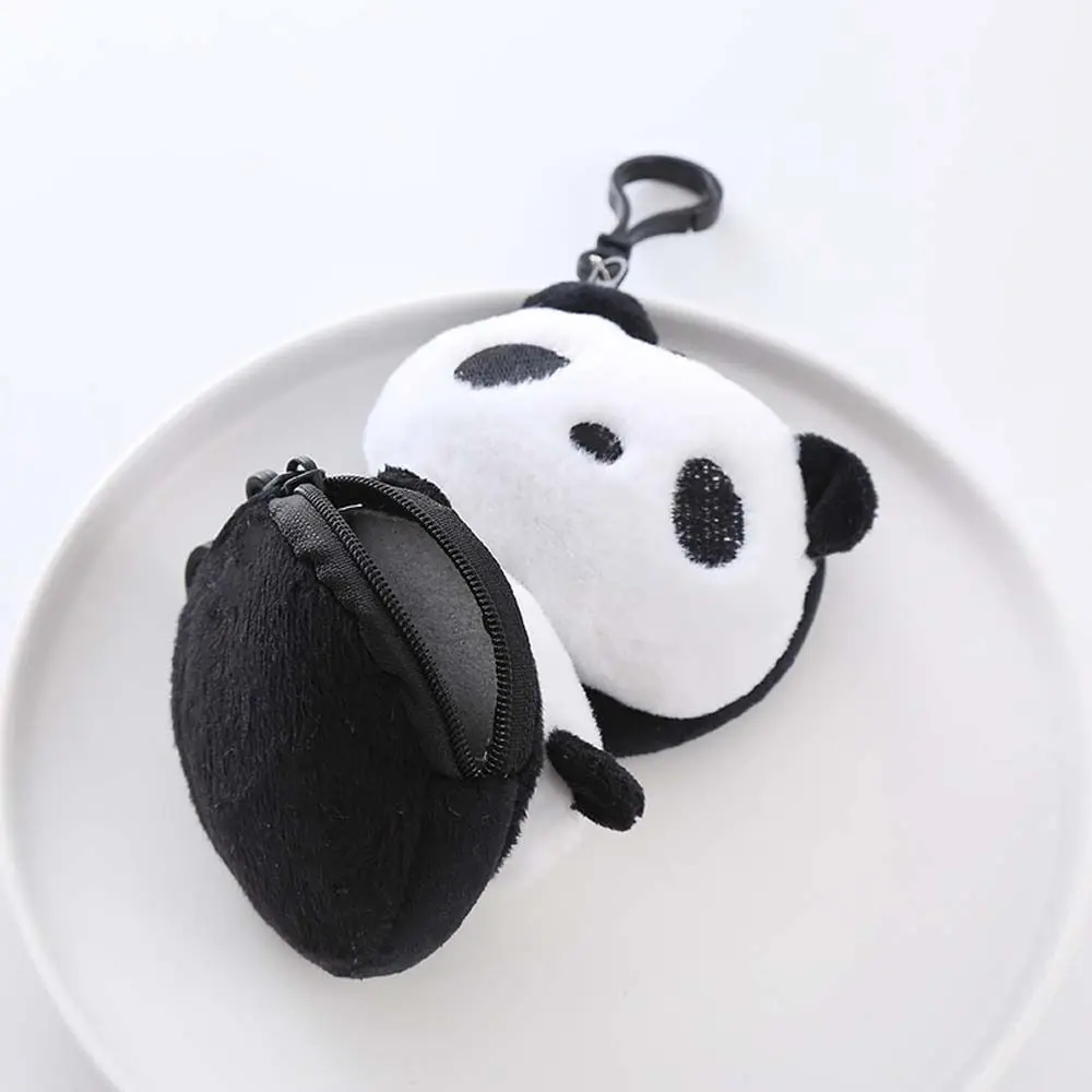 Moda animal de pelúcia panda moeda bolsa grande capacidade redonda dos desenhos animados saco de dinheiro batom bolsa mini fone de ouvido ao ar livre