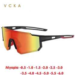 VCKA Riding  Myopia Sunglasses TR90 Sports Men Women Outdoor Polarized Eyewear Driving Custom Prescription Glasses -0.50 to -6.0