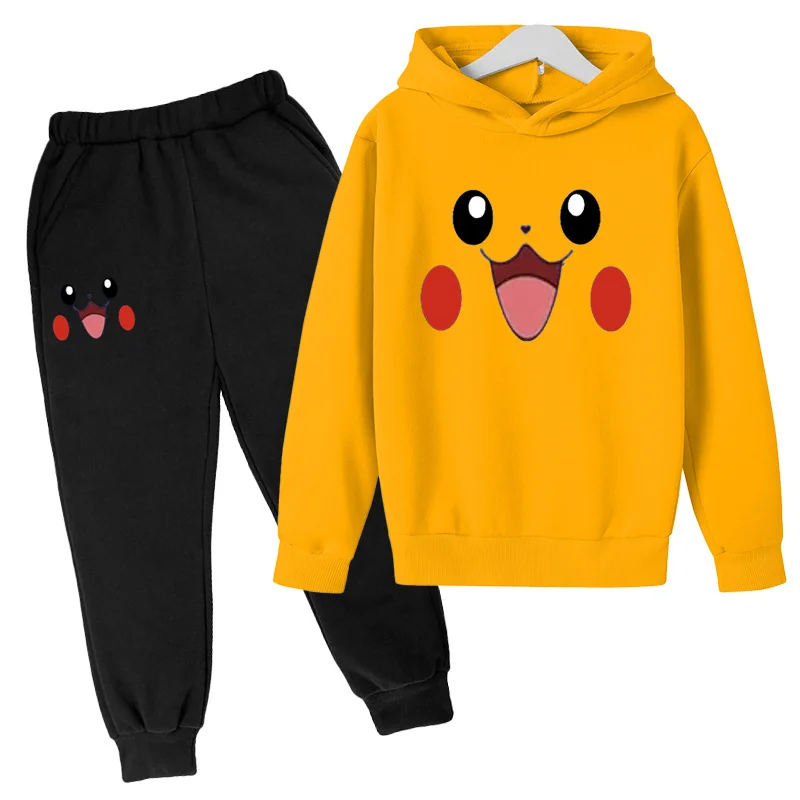 2-12-year-old Kids Hoodie Sports Set Boys and Girls Set Hoodie Top+Pants Printed Cute Anime Casual Sports Hoodie Two Piece Set