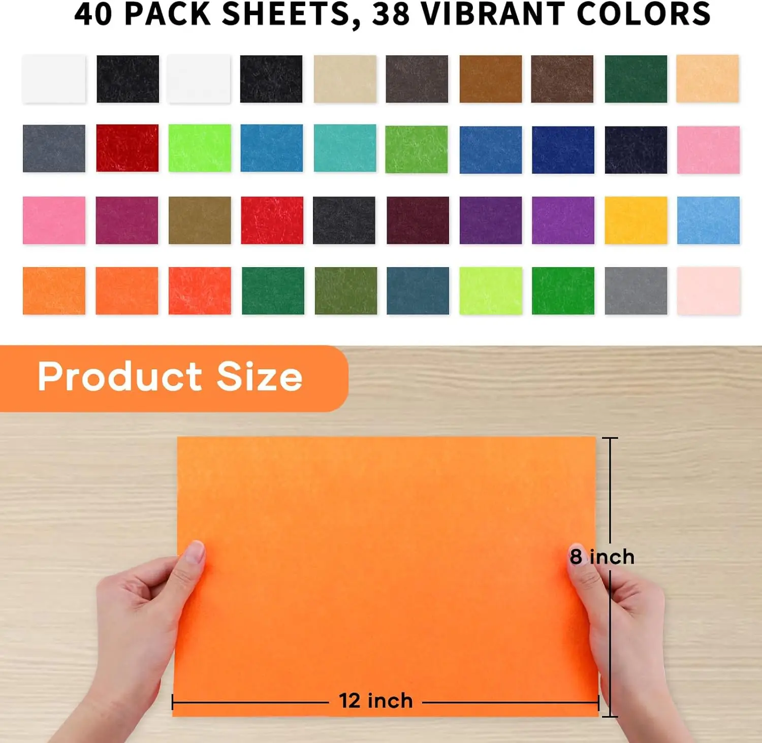 HTVRONT 40 sheets  8inX12Inch Felt Sheets for Crafts Stiff Felt with Needle and Thread Set  Light Thin Felt Sheets for DIY