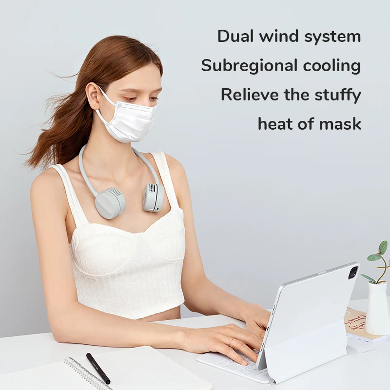 JISULIFE-ventilador de cuello portátil USB, sin aspas, ajustable, 360 °, manguera Flexible recargable por USB, manos libres, alrededor del cuello