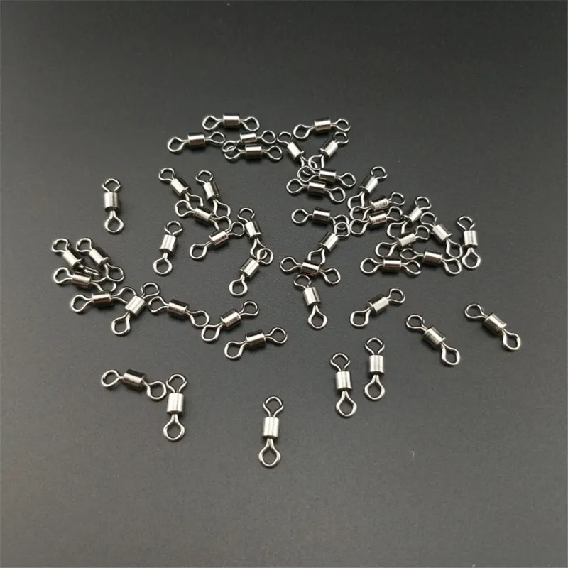 100pcs Fishing Swivels Rolling Swivels Solid Stainless Steel Rings Fishhooks Lure Connector for Fishing Accessories