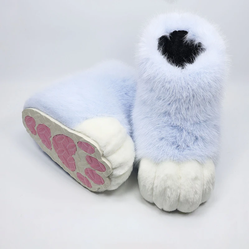 Harige Kat Poot Schoenen Pluizige Laarzen Meisjes Schoenen Beest Poot Schattig Pluche Kig Fursuit Dierenvoet Sokken Anime Party Cosplay Kostuum