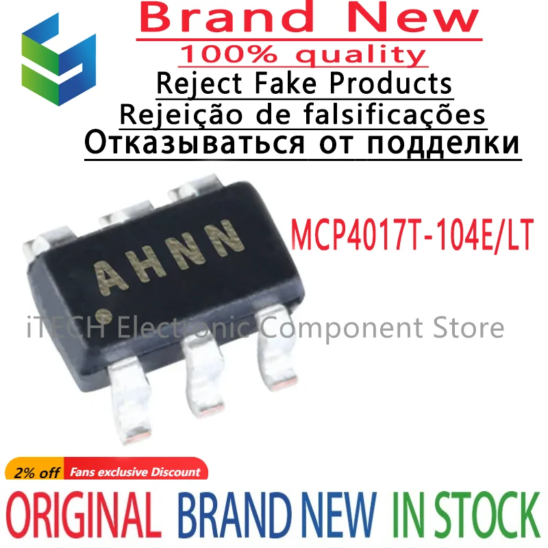 2-10Pcs 100% New MCP4017T-104E/LT MCP4017T-104E AH** SC-70-6 Brand New Original Chips Ic