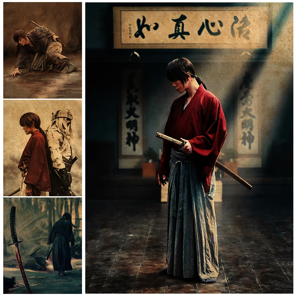 Rurouni Kenshin Art Poster And Prints Kenshin Himura Samurai Movie Wall Art Canvas Painting For Living Room Decoration Unframed