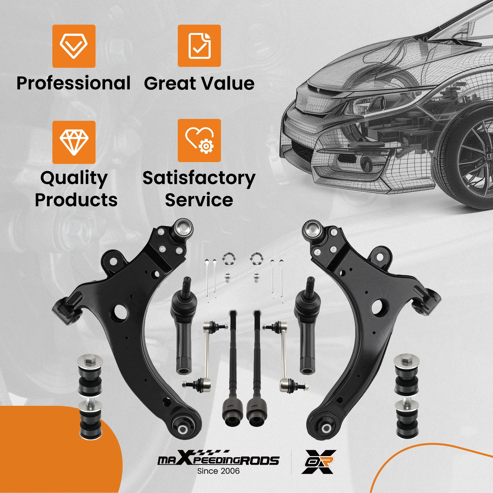 

10x Front Lower Control Arms Tie Rod Ends for Buick Allure 2005 2006 2007-2009 Brand New