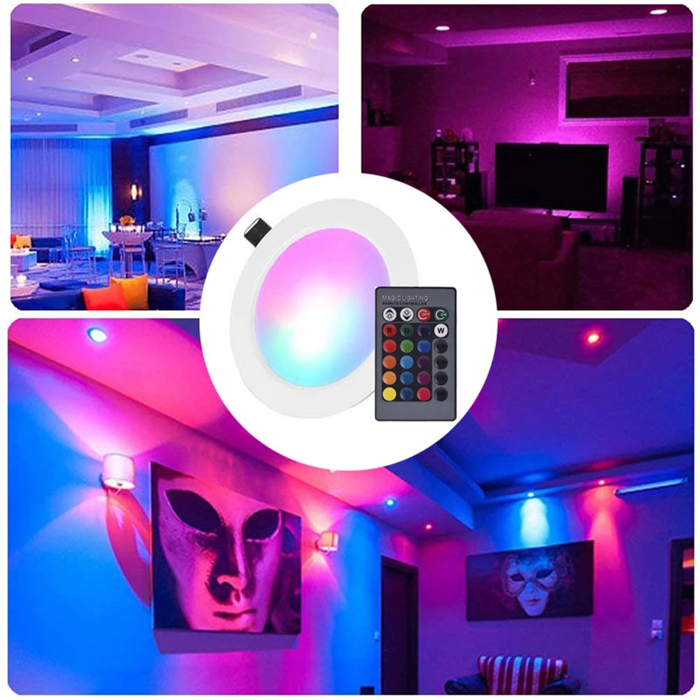 

RGBW 9WRGBW Dimming Downlight Lamp Remote Control LED Recessed Lights Bedroom Living Room Kitchen Hallway Bathroom