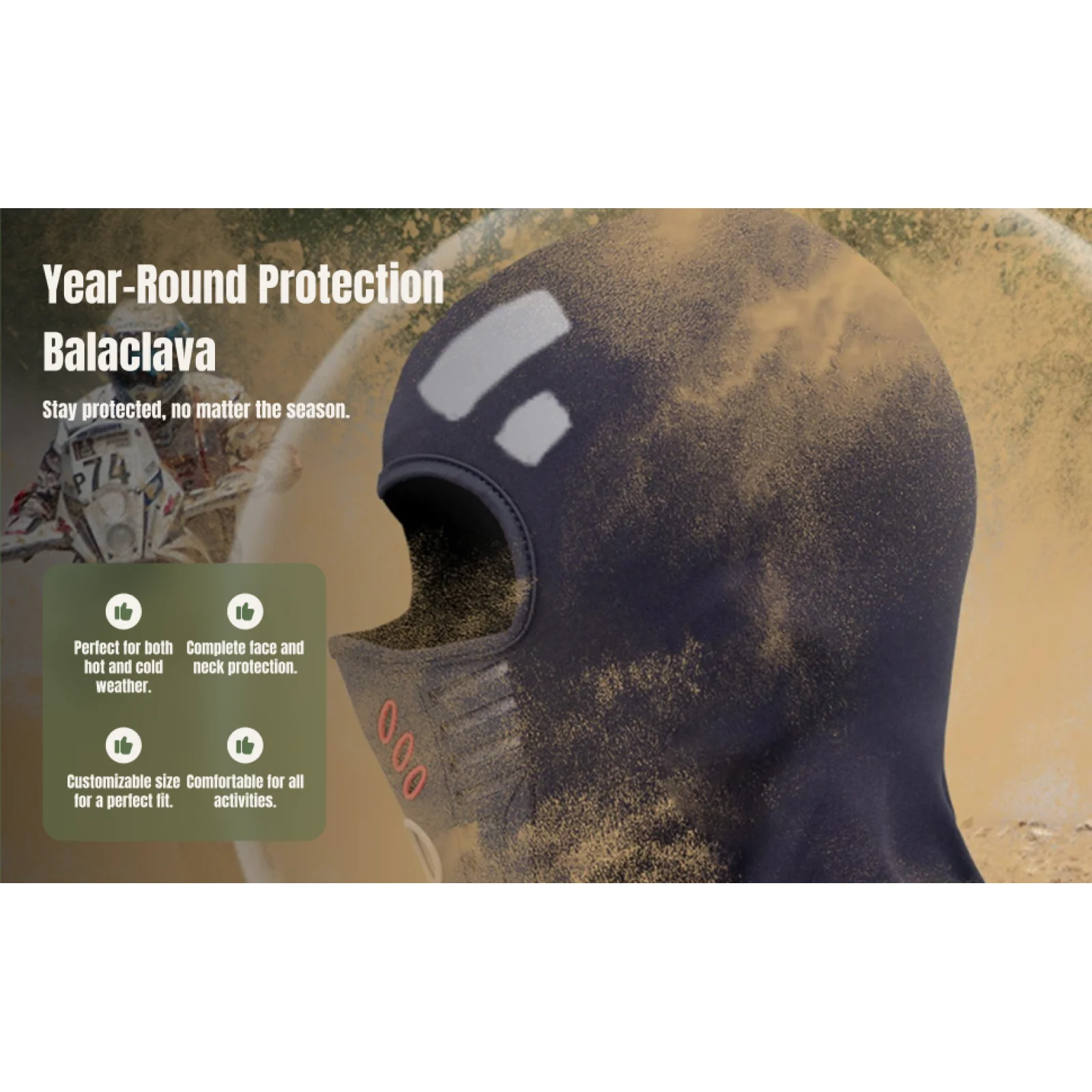 

Adjustable Summer Balaclava Breathable Lycra Fabric Face Cover Dust Sun Protection for Hiking Motorcycling Biking