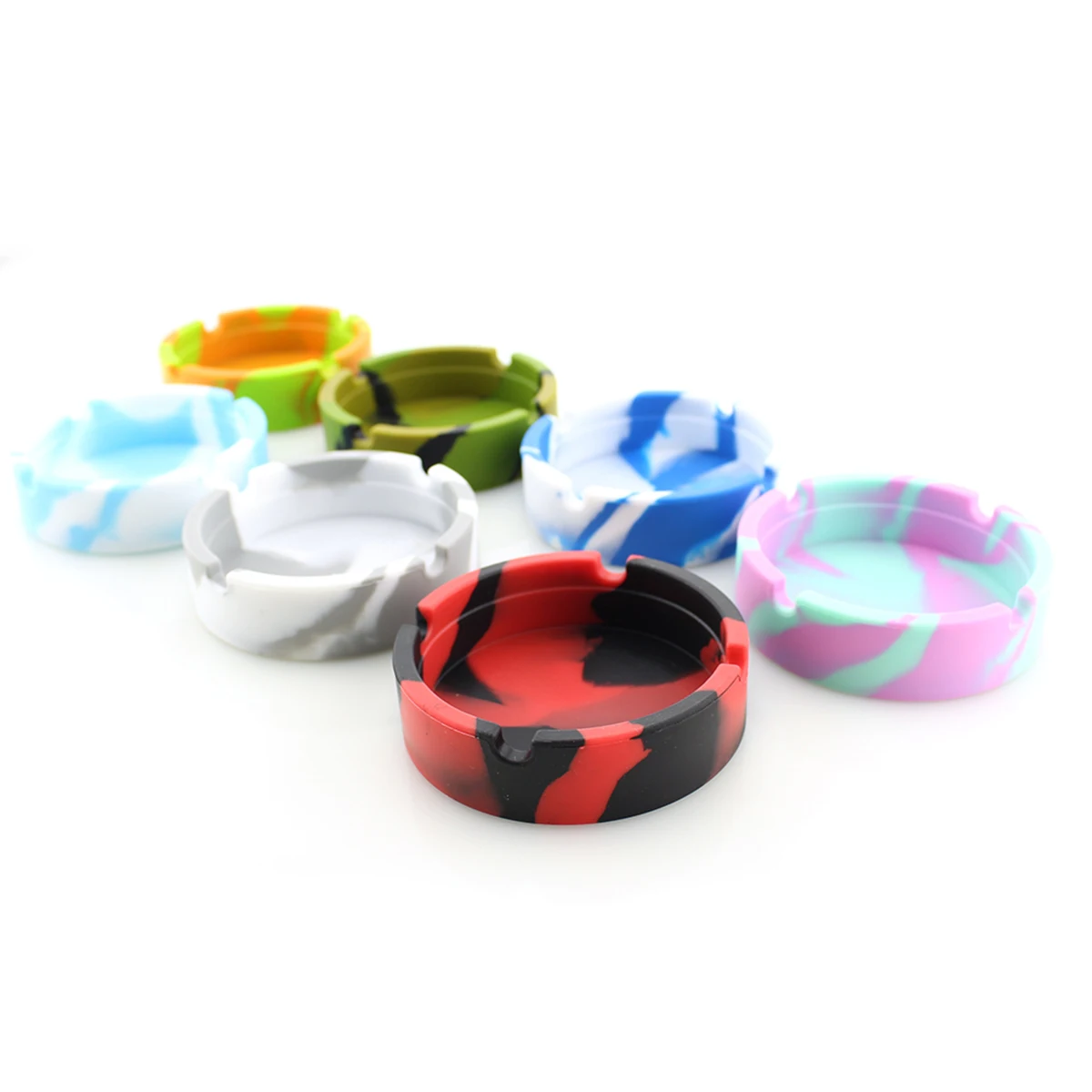 

Silicone Ashtray Unbreakable Heat Resistant Camouflage Round Eco Friendly Odorless Safe Healthy Easy to Clean Cigarette Holder