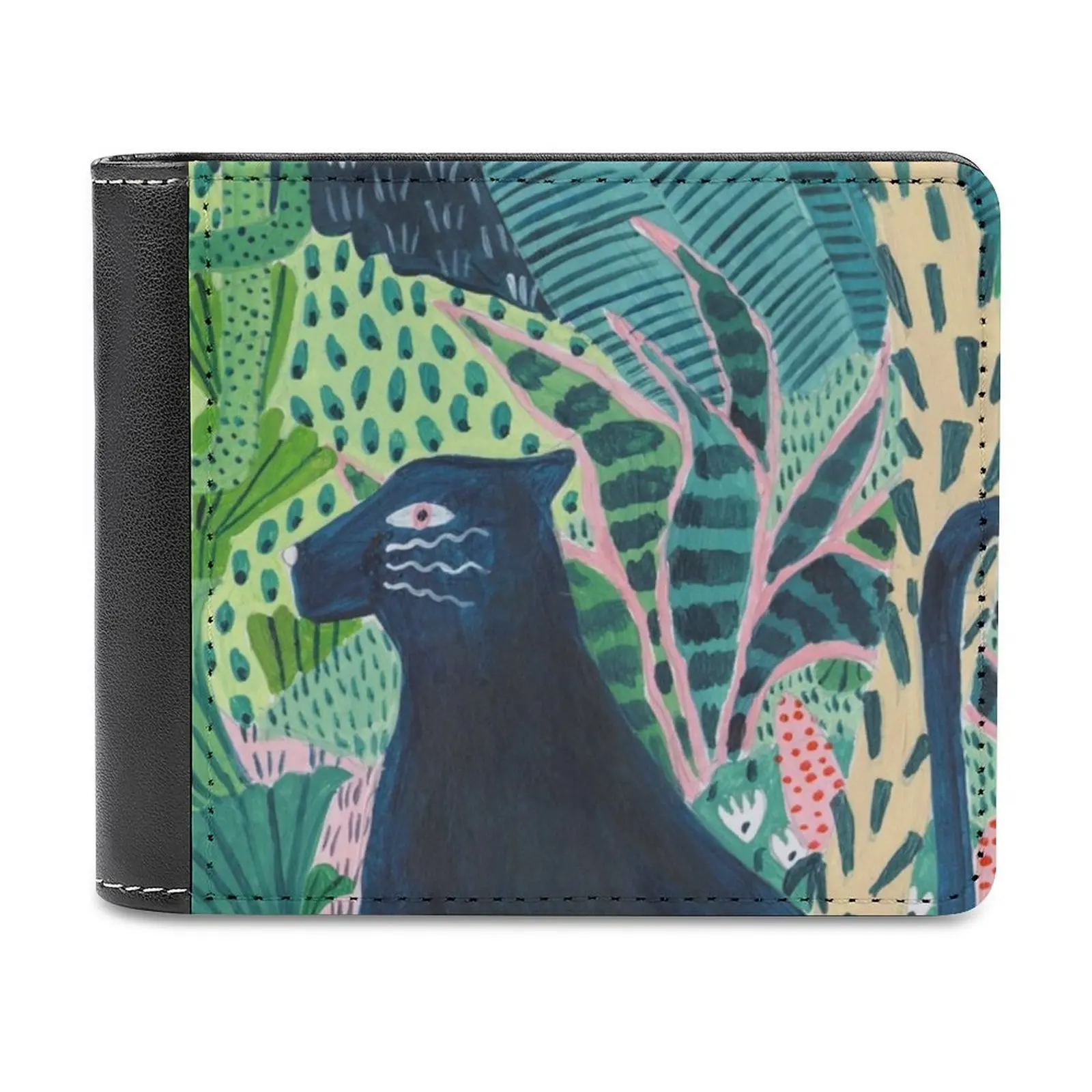 Jungle Men's Wallet Purses Wallets New Design Dollar Price Top Men Leather Wallet Panther Cat Leopard Kitty Cat Lover Crazy Cat