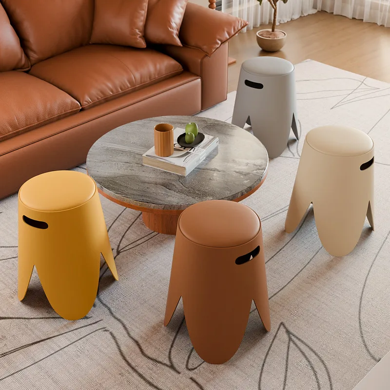 Petal stool Plastic round stool Thickened stackable Household bench bag Strong chair Strong and durable Dining table and chairs