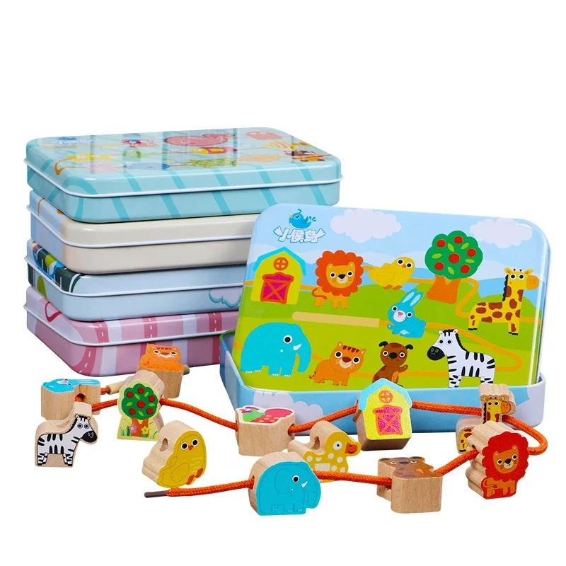 

Детские буковые блоки, мультяшные животные, фруктовый блок, деревянные игрушки, нанизывание бусин, игра, развивающая игрушка, подарки для детей