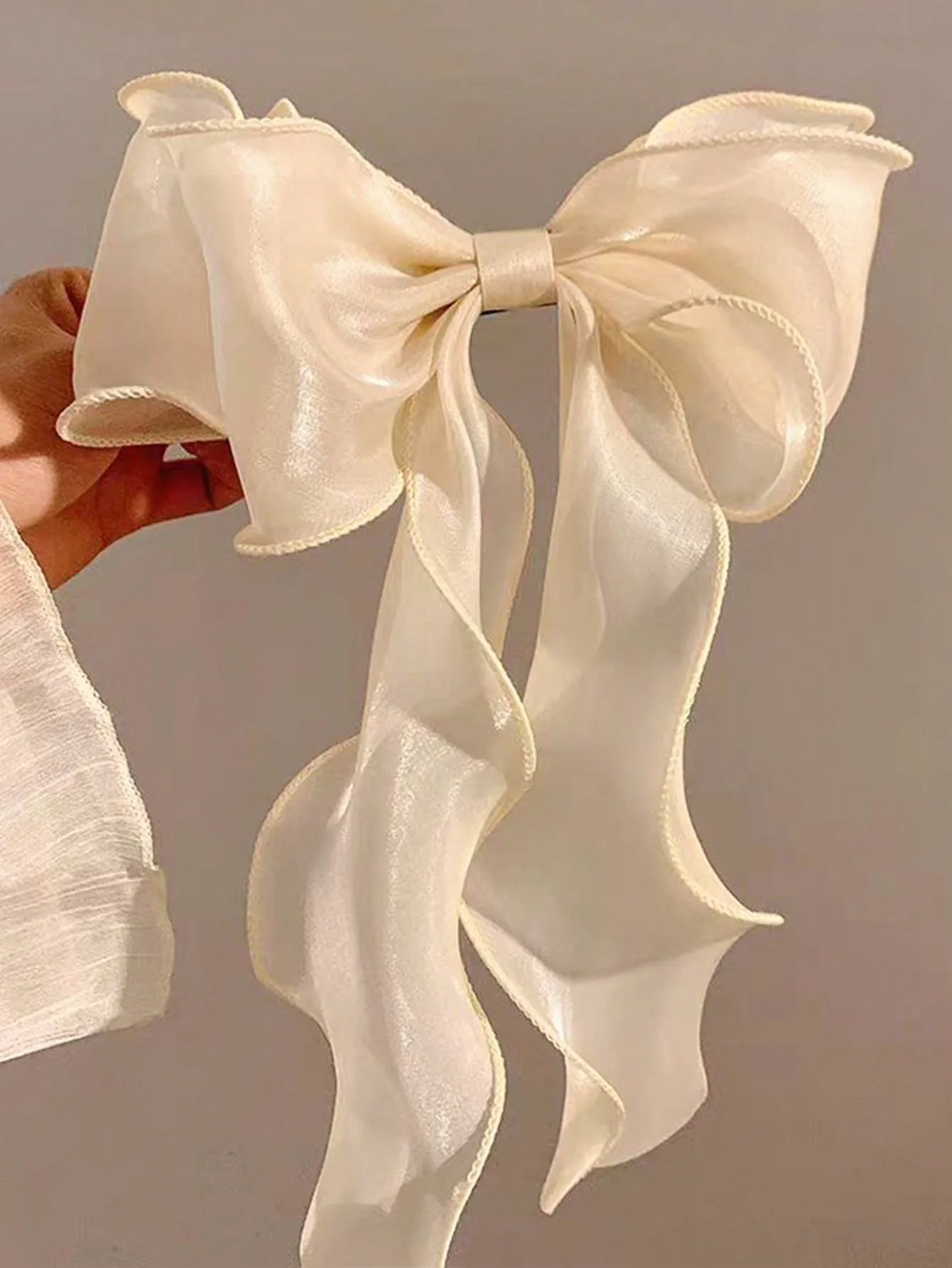1Pcs Schwarz Polka Dot Organza Bogen Haar Clip frauen Flauschigen Band Hairgrip Französisch Kopfschmuck Süße Nette Haar Zubehör haarnadeln – Detail 1