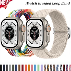 Nylon Strap For Apple watch Ultra/2 49mm 10 42mm 46mm 9 8 7 45mm 41mm Elastic braided Wristband iWatch 6 5 4 3 SE 44mm 42mm 40mm