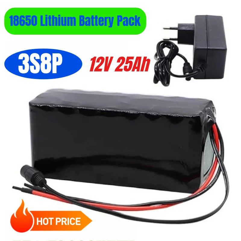 

12V 3S8P 25Ah 18650 Lithium Battery Pack 800W High Power