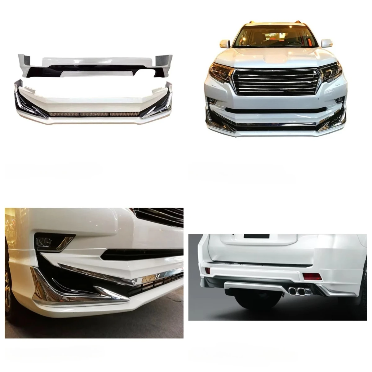 

Car Accessories Body Kit New Design For Fj150 Prado Front Rear With LED Light Style Bumper Lip 2018 -2019 Prado