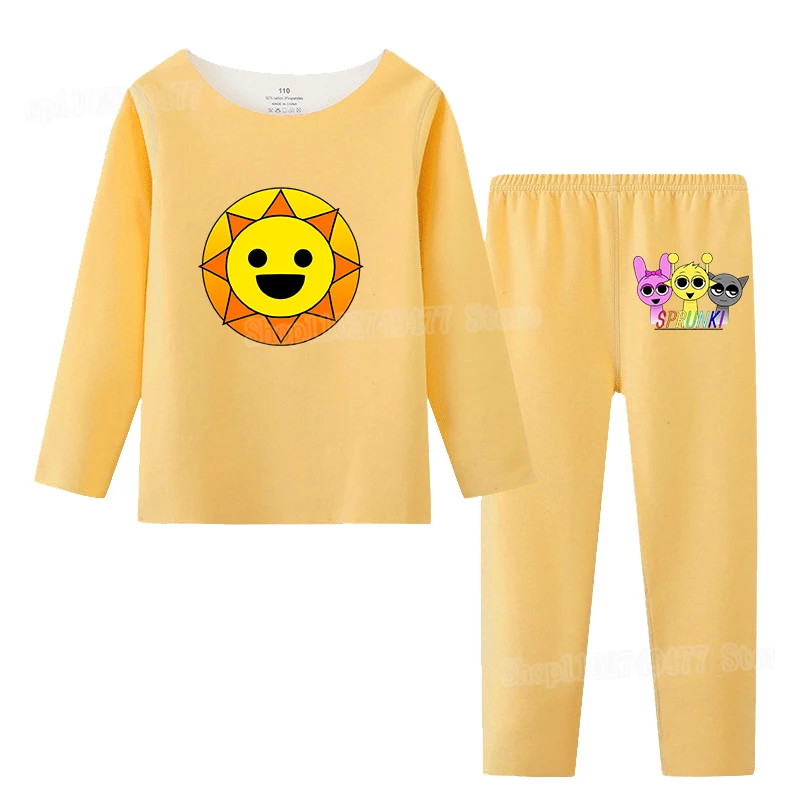 New Sprunki kids Pajama Set Cartoon Game Incrediblebox Autumn Clothes Pants Velvet o Neck BoysGirls Undercover Clothing