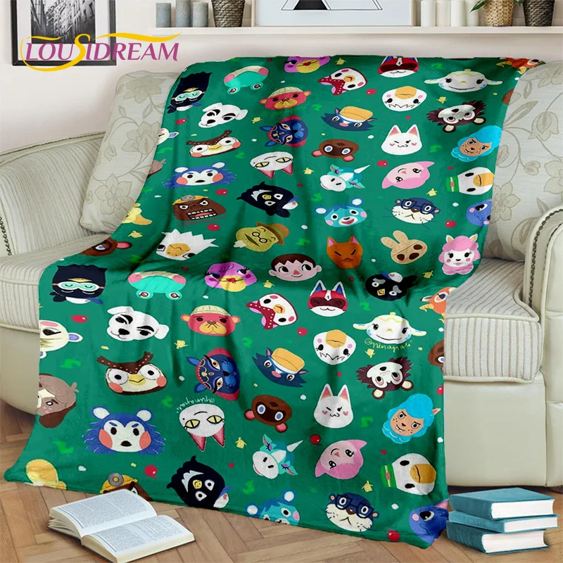 Cartoon Animal Crossing New Horizons Soft Plush Blanket,Flannel Blanket Throw Blanket for Living Room Bedroom Sofa Cover Child