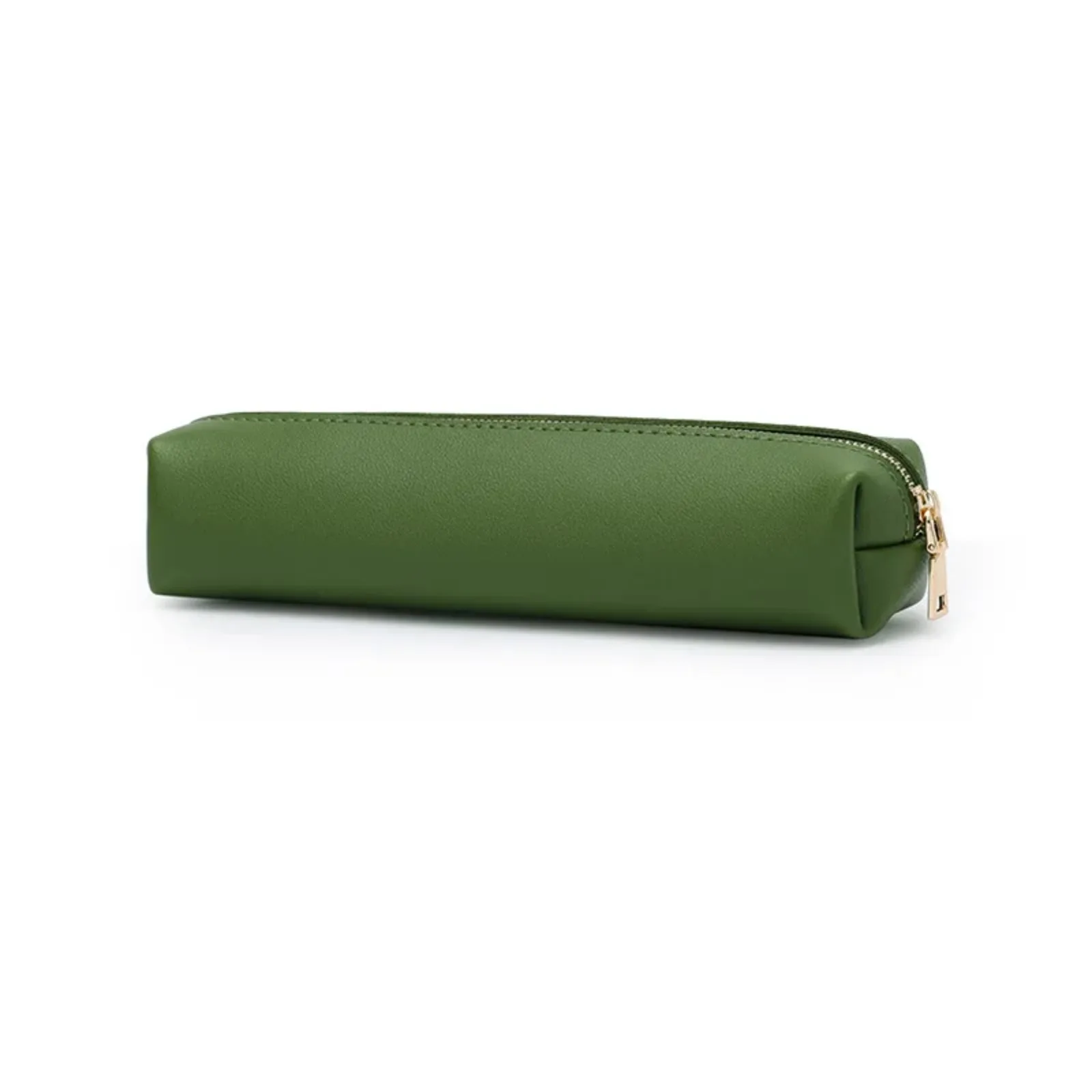 1PC PU Leather Zipper Pencil Pen Pouch Bag - Small Travel Makeup Cosmetic Bag - Vintage Green