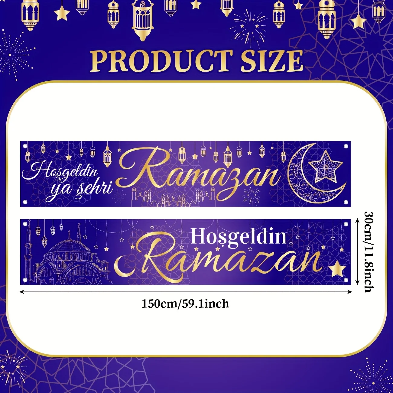 2Pcs Eid Decorations Hosgeldin ya sehri Ramazan Banner Ramadan Mubarak Yard Banner Hoşgedin Ramazan Islam Banner Deko Ramadan