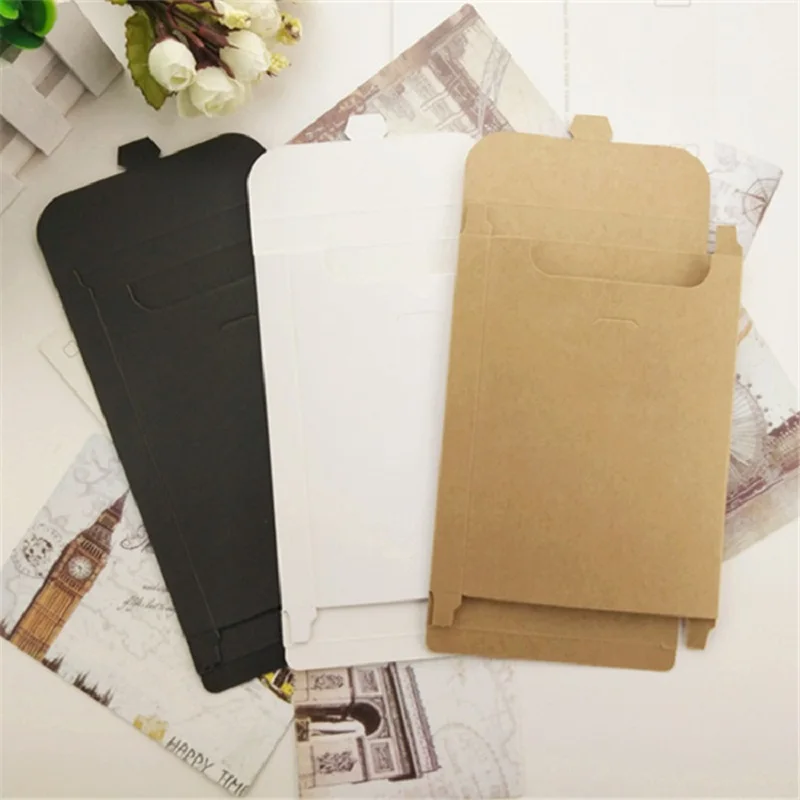 Blank Kraft Paper Photo Box, White DIY Multifunction Envelope, Postcard Package, Paper Card Box, 15.5x10.8x1.5cm, 20Pcs Lot