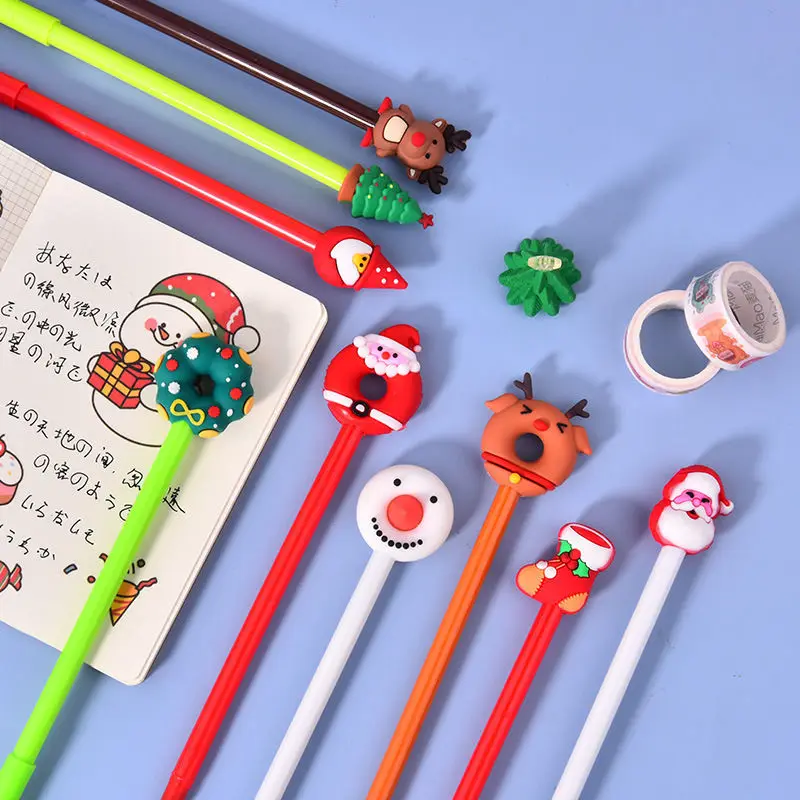 10/20/40 Pieces Cute Christmas Cartoon Gel Ink RollerBall Pens for Kids Gift School Office Home Supplies Snowman Student Prizes