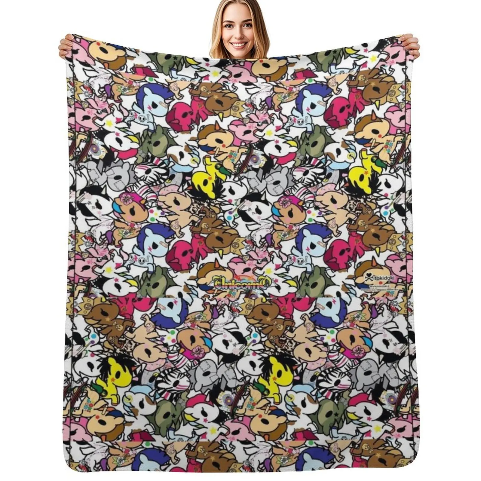 

donutella and his friends unicorns mofia collaboration Throw Blanket Fluffy Cozy Throw Blanket for Home Decor