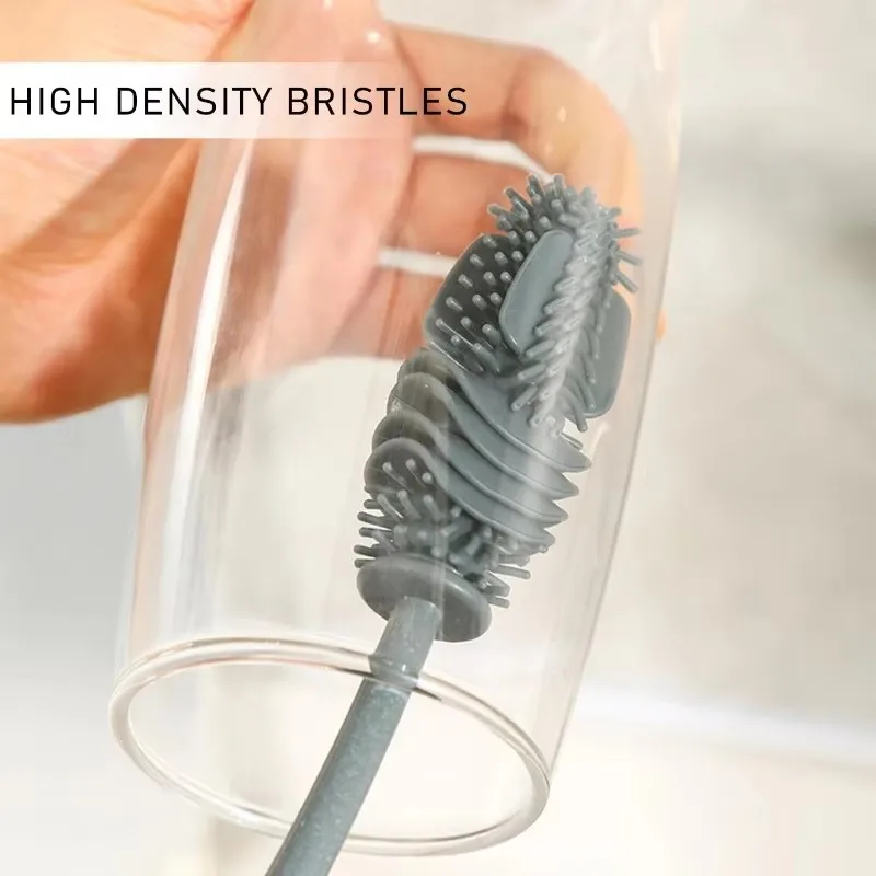 Silicone Milk Bottle Brush Cup Scrubber Glass Cleaner Kitchen Cleaning Tool Long Handle Drink Bottle Glass Cup Cleaning Brush
