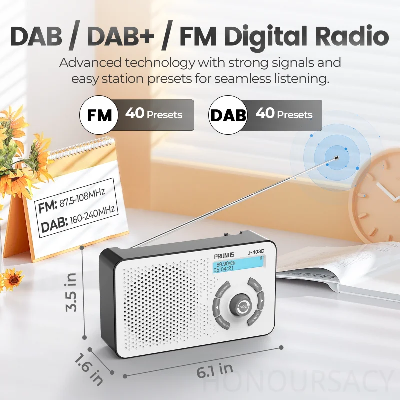 

DAB +/FM цифровые радиоприемники портативный мини-динамик Hi-Fi стерео Type-c 2000 мАч перезаряжаемый для 4 батарей AA полнодиапазонный радиоприемник