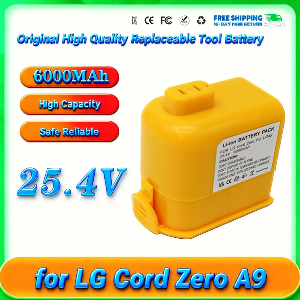 Batería de iones de litio de 25.4V EAC63382204 para aspiradora inalámbrica LG Cordzero A9 A9+ A9Plus A9M A9MASTER2X A9MULT12X A9PETNBED A9MULTI
