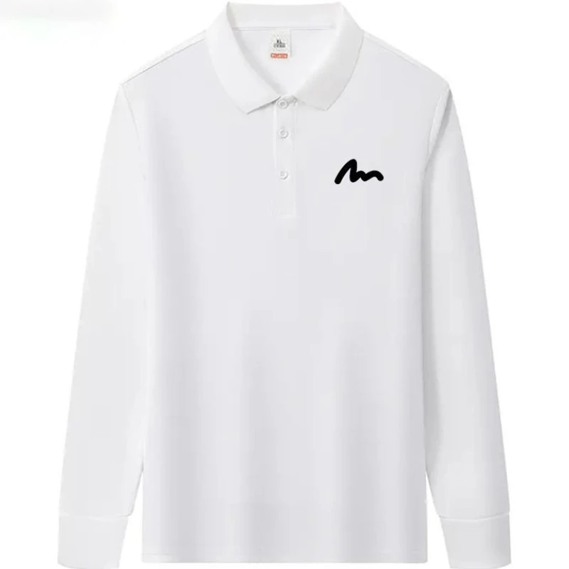 Men's Printed Long Sleeve Polo Collared Trendy Top