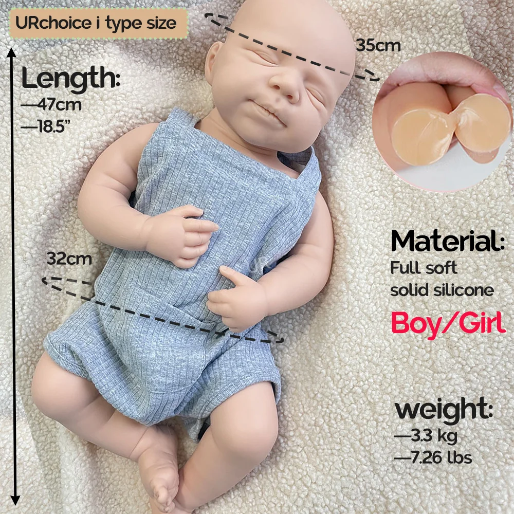 18.5 "100% pełne ciało silikonowe Reborn Baby Pascale niepomalowane fałszywe realistyczne chłopiec/dziewczyna lalki kolekcje dla Reborn Artysta zestaw do majsterkowania