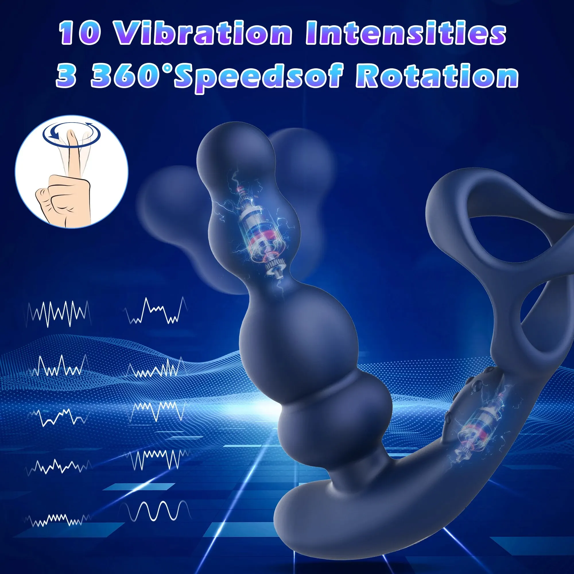 Male Prostate Massager Vibrator 360 Rotate Anal Plugs Masturbator Dual Motor Cock Ring Penis Stimulator Remote Control Sex Toys