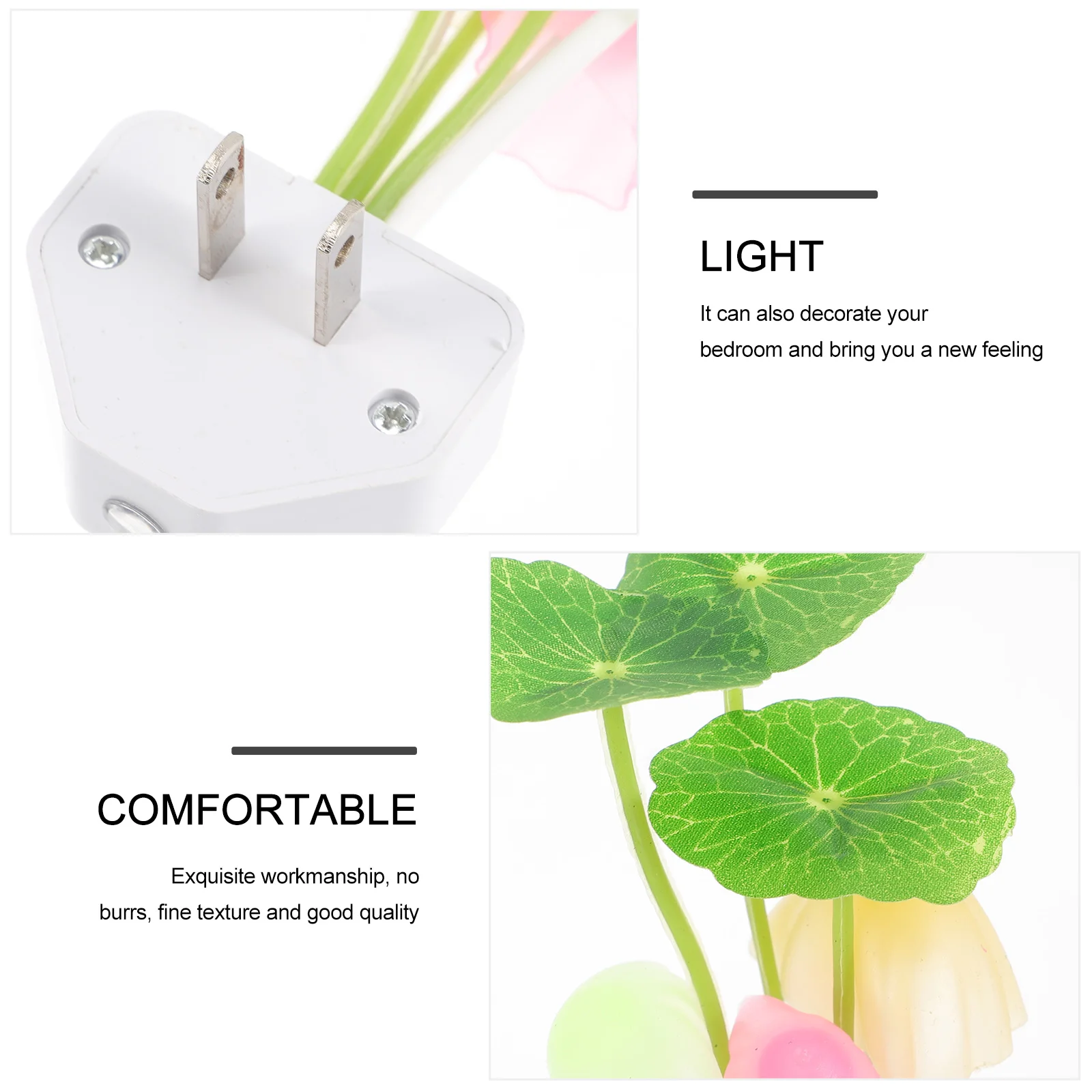 

3pcs Mushroom Night Light Exquisite Mini Lamp Warm LED Sensor Bedroom Plug In Plastic Cute Soft Glow
