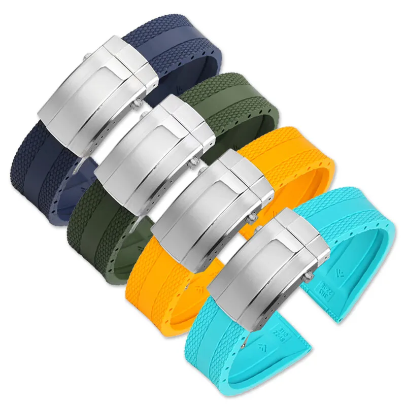 Wysokiej jakości gumowy pasek 22mm do serii Breitling Super Ocean Avengers żółty wilk lotnictwo rozrządu gumowa bransoletka do zegarka