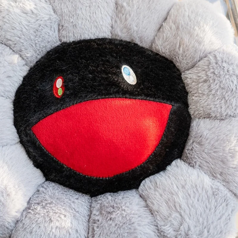 Almohada de girasol gris de 40cm, bonito esqueleto suave, juguetes de peluche, estera, cojín de oficina de felpa del diablo, regalo, planta de flores, decoración de habitación de cumpleaños