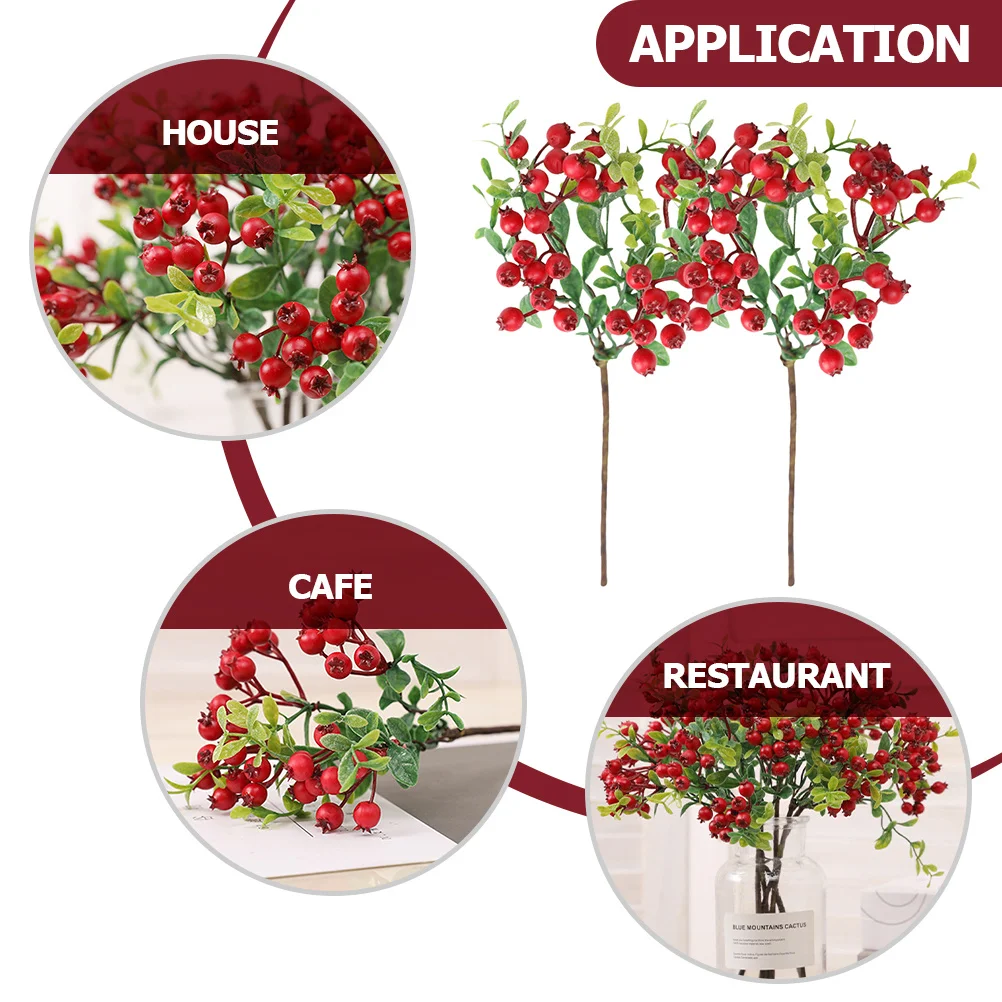 

2Pcs Artificial Holly Berry Stems Red Perfect for Christmas Decorations Wreaths Home Decor Xmas Berry Twigs Winter Decor