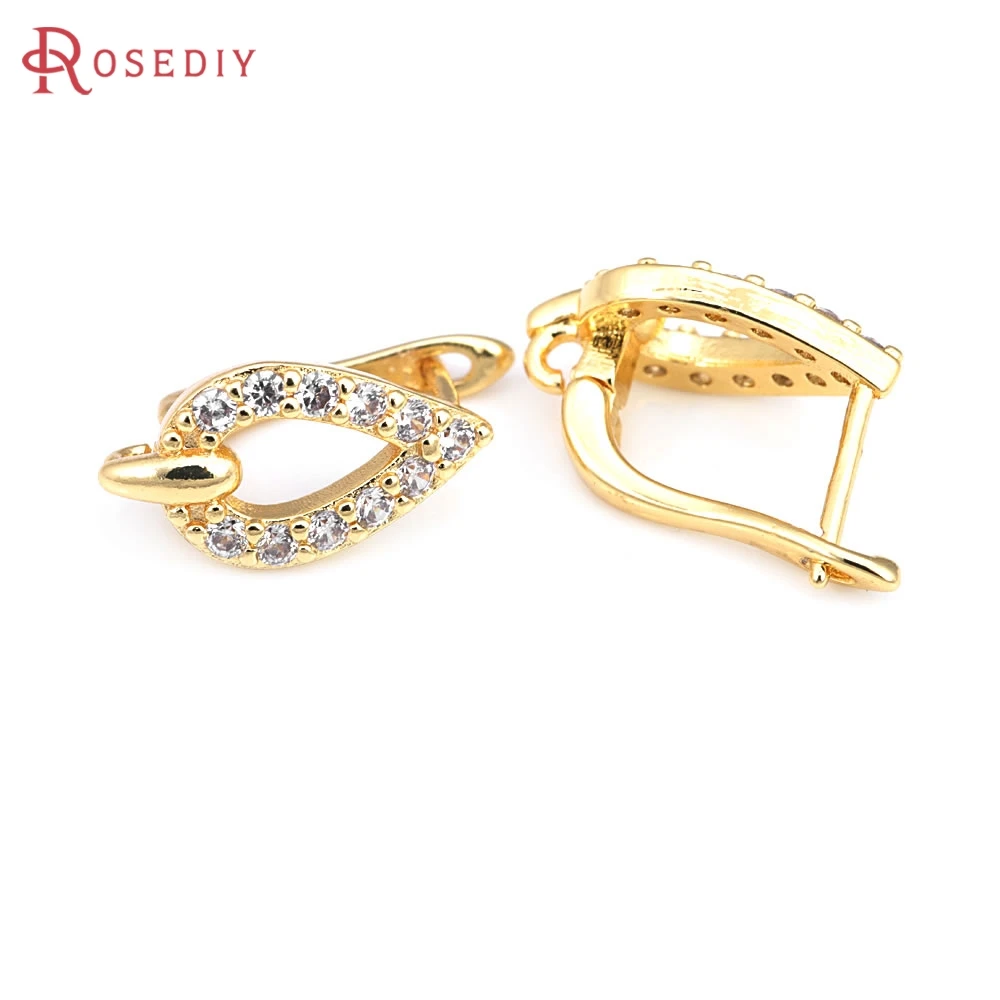 

18K Gold Color Brass and Zircon Stud Pin Earrings Hooks Clasps High Quality Jewelry Making Supplies Earrings Diy Accessories